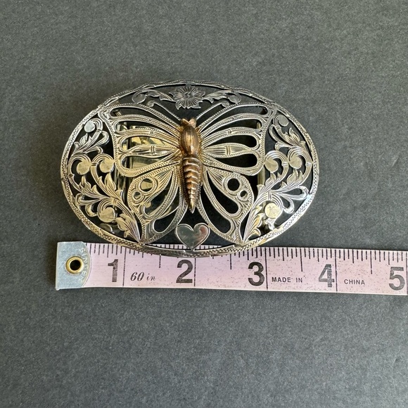 Fleming Butterfly Belt Buckle Sterling Silver Filigree Etched Coastal Cowgirl - Picture 13 of 15